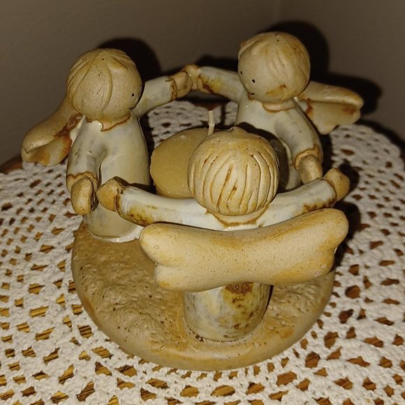 Circle of Three Angels Votive Holder, Pottery - Picture 4 of 5